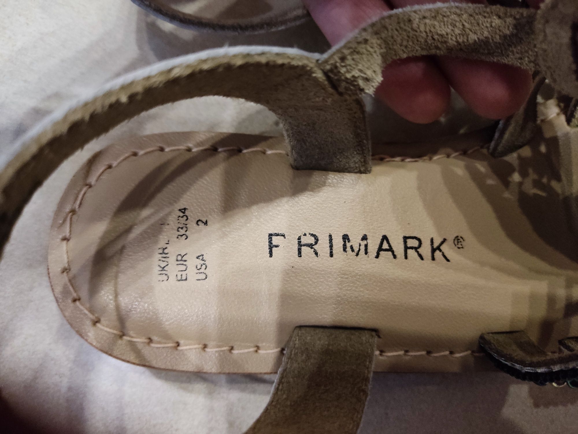 Primark piękne skórzane sandały boho koraliki r.33/34