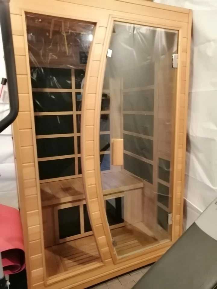 Sauna kabina infrared na podczerwień szklana 2os drewno 230V radio