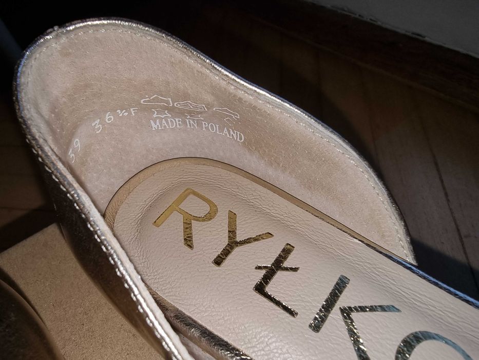 Ryłko sandały peep toe platynowe/złote rozmiar 36,5 jak nowe