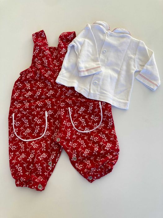 Conjunto de Bebé Vermelho e Branco Tam. 1M
