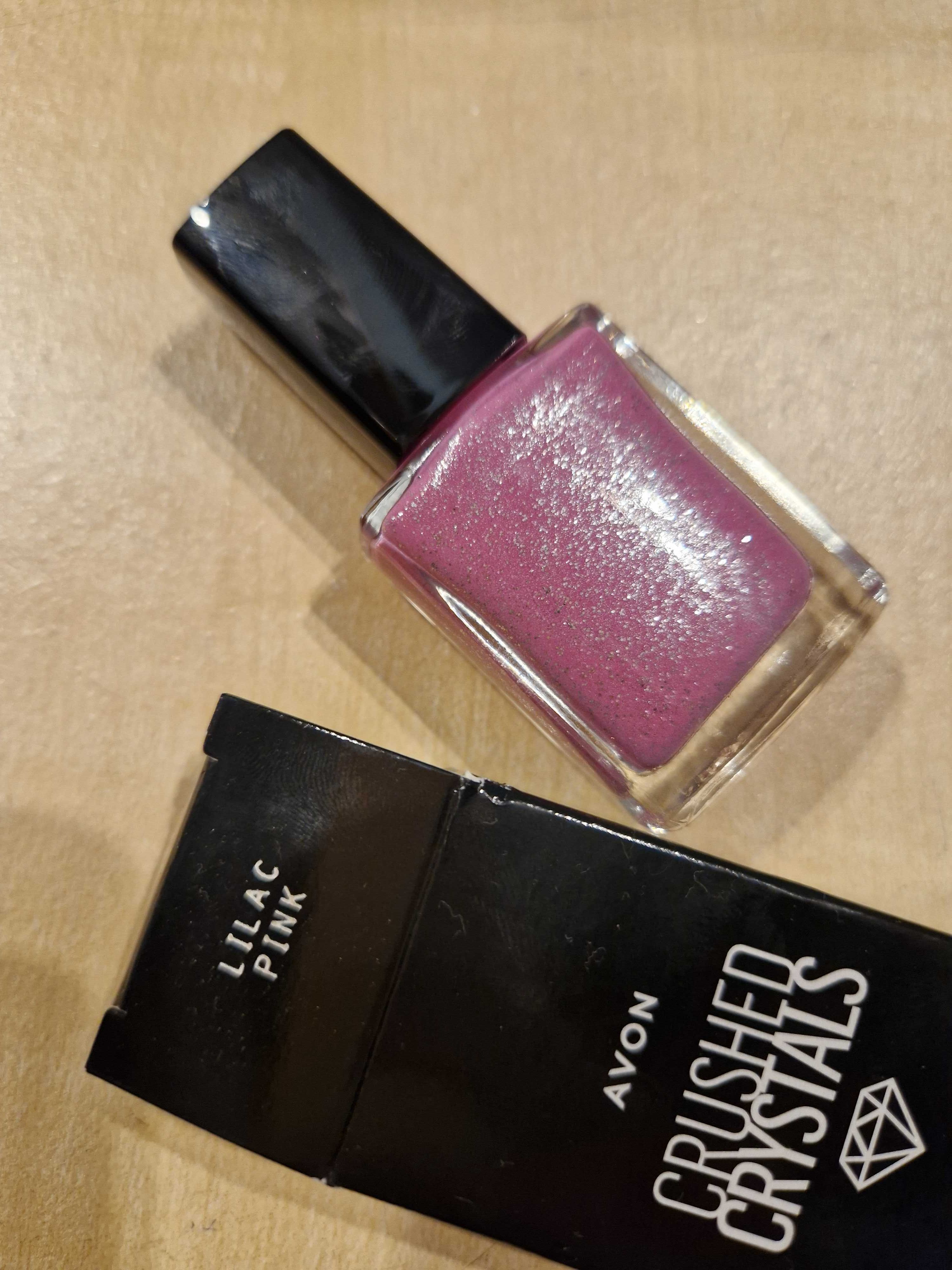 Avon lakier z brokatem crushed crystals Lilac Pink nowy