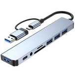 Hub adapter przejściówka USB-C 8w1 4xUSB HDMI SD Typ-C jack