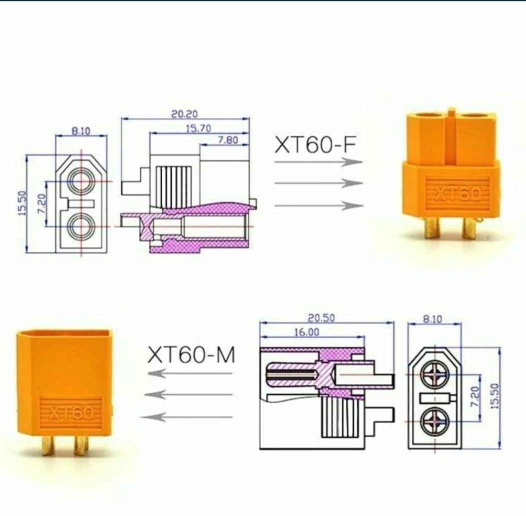 Разъём XT-60 розьем XT 60 конектор XT 60