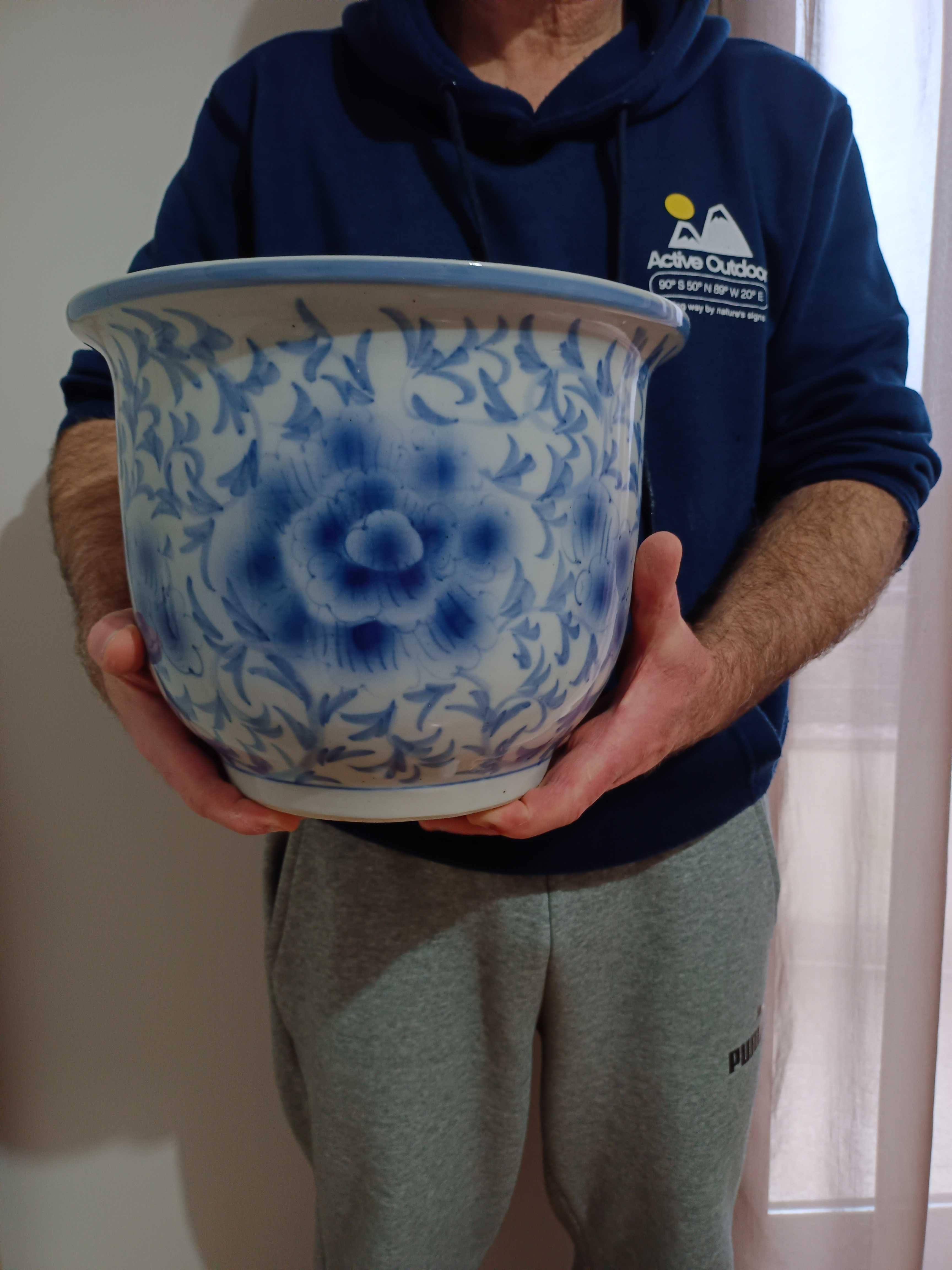 Vaso Cachepot c/ Presentoir, em porcelana chinesa pintada à mão