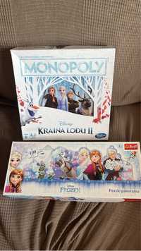 Monopoly kraina lodu 2 i puzzle panorama plus barbie szafa i autko