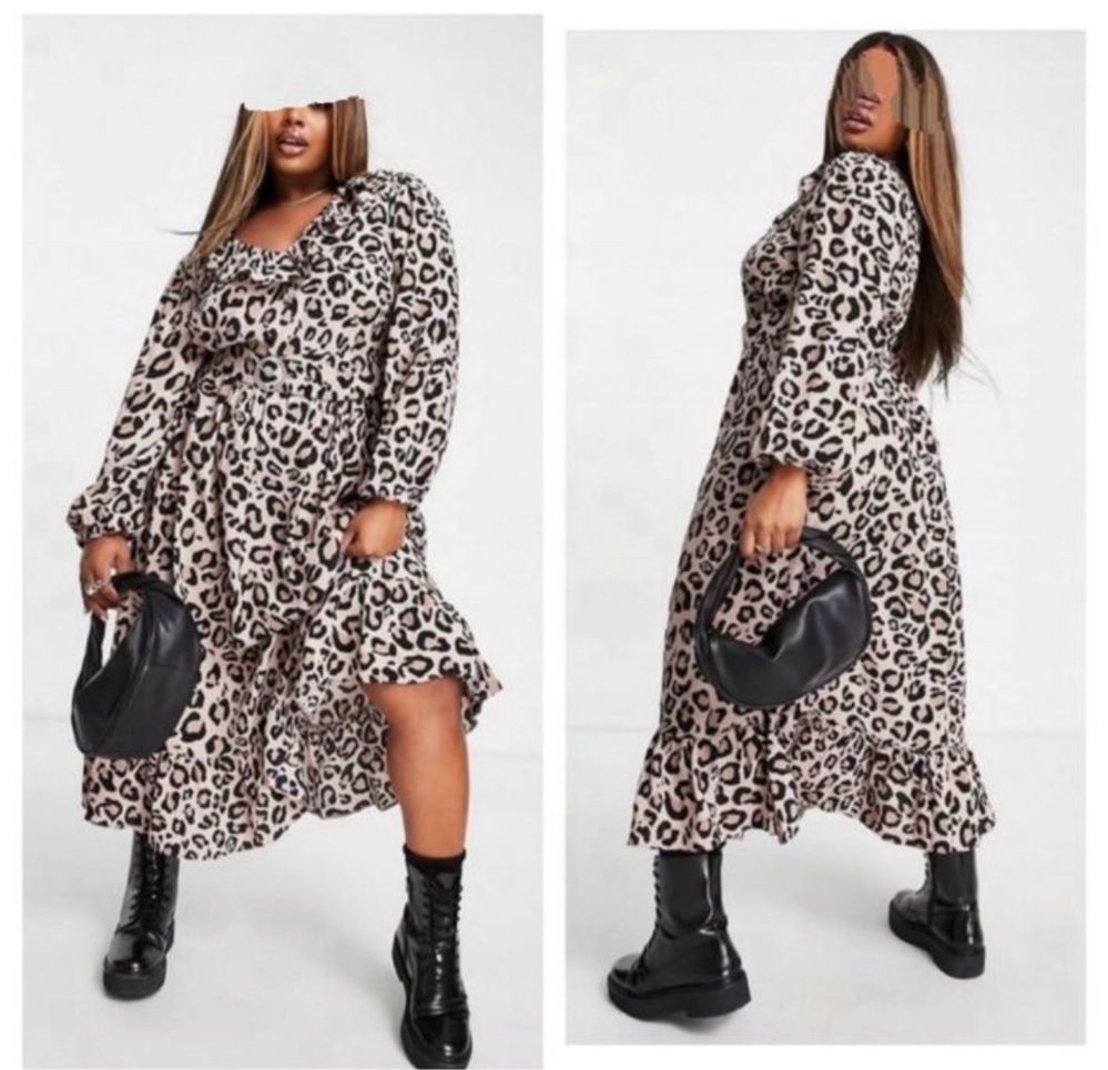 sukienka midi pasek cętki print river island 46 3 xl wiskoza