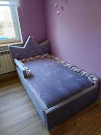 Łóżko tapicerowane korona fiolet