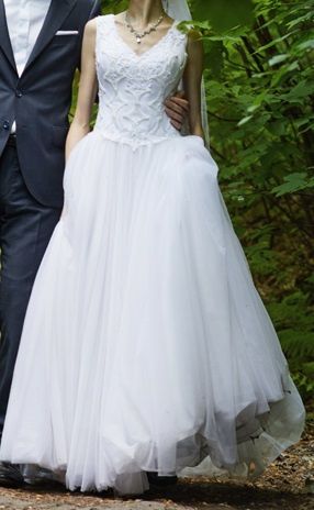 Biała suknia ślubna, rozmiar 32-36