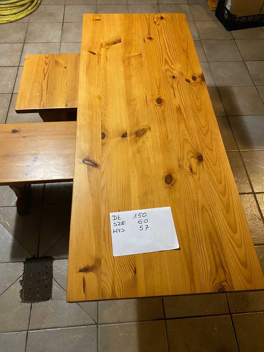 Ława lite drewno + 2 stołki