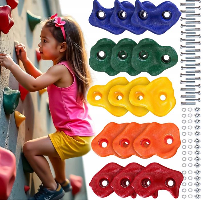 Kamienie Uchwyty Wspinaczkowe Wspinaczki 15 szt Wspinaczka dla Dzieci