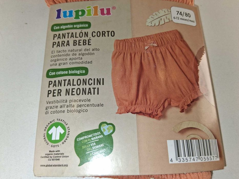 A178 Lupilu Baby Shorts Spodenki Niemowlęce Bio-Bawełna Rozmiar 74/80