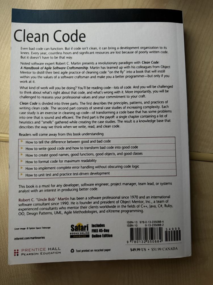 Книга Clean code Robert C Martin Series