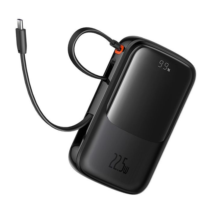 powerbank qpow pro+ 10000mah z kablem usb-c i wyświetlaczem - czarny