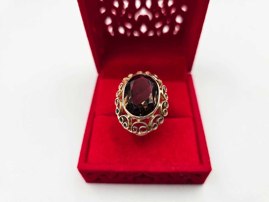 Złoty pierścionek KLASYCZNY STARY z czarnym kamieniem |Plus Lombard