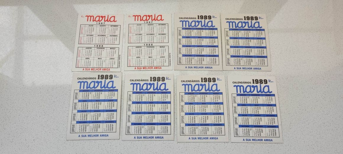 Calendários de bolso. Maria e Nova Gente - capas de 1987 e 1989