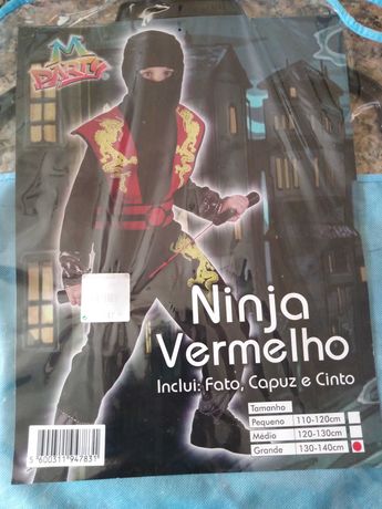 Fato de carnaval ninja 8 a 10 anos