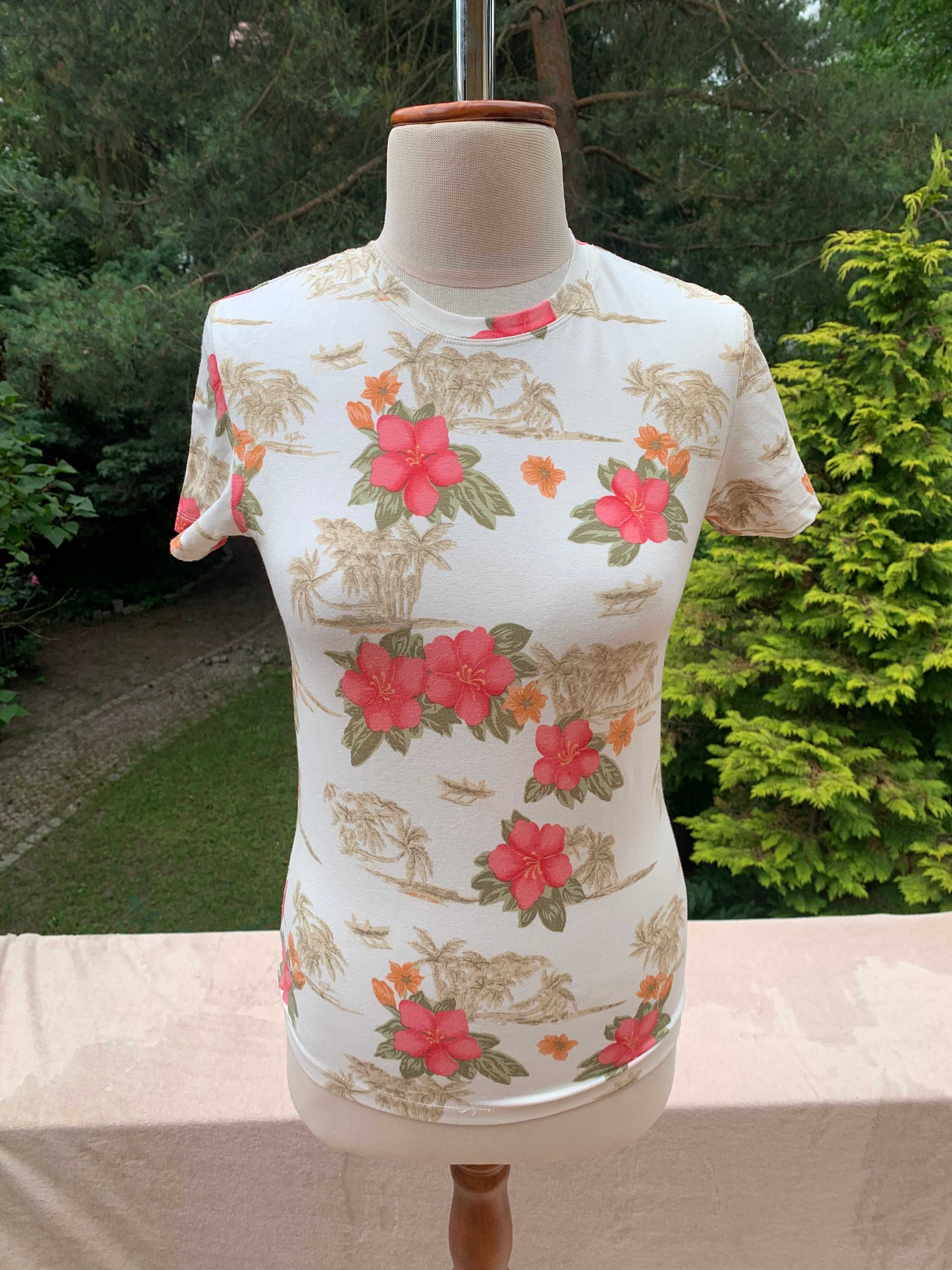 T-shirt w koralowe kwiaty, rozm m , Caribbean joe