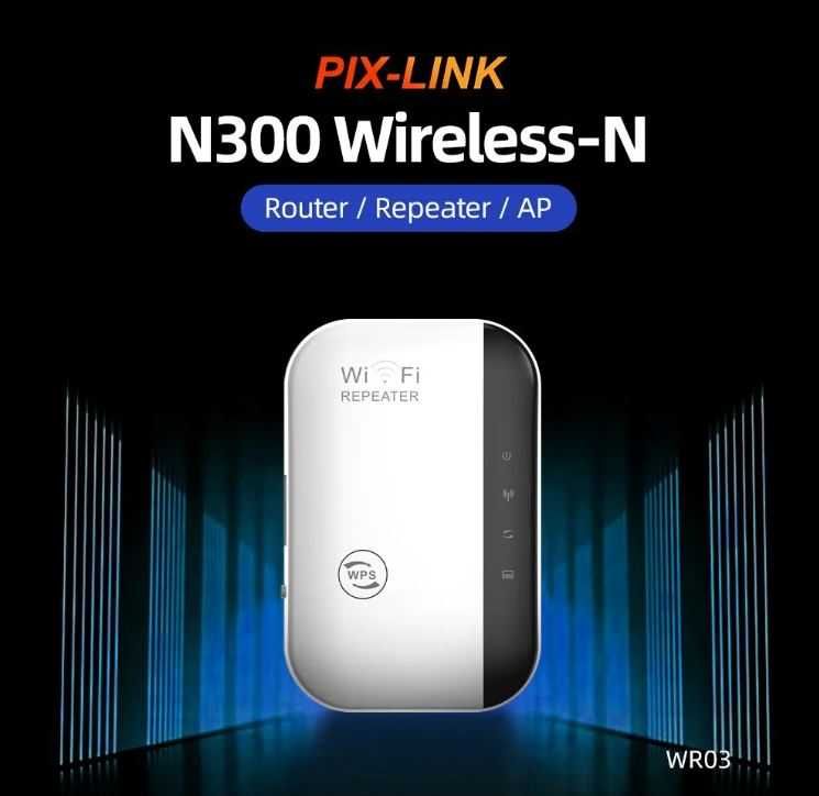 Wzmacniacz sygnału WiFi Repeater PixLink 300Mbps