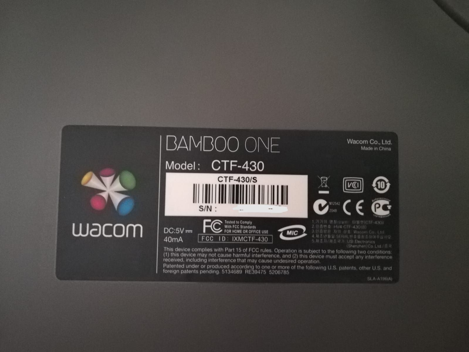 Wacom bamboo one