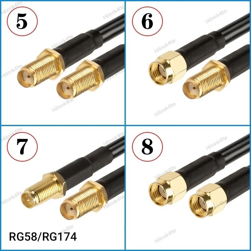 Кабельная сборка RG-58,RG174,RG690 с разъемами SMA,N,F,UHF,BNC типа