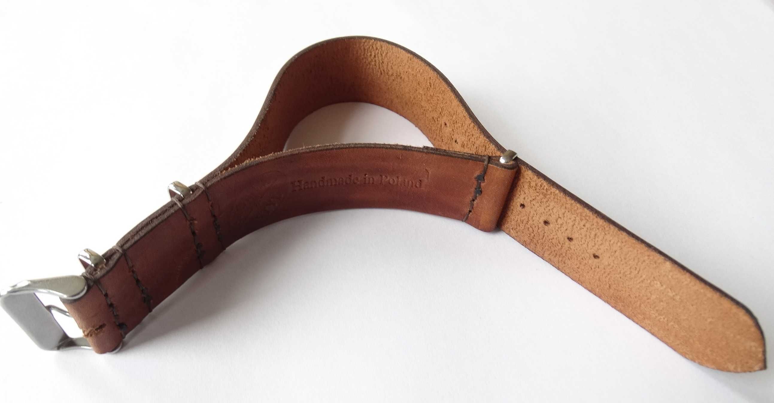 Pasek NATO skórzany 20mm 22mm brązowy w stylu vintage do zegarka