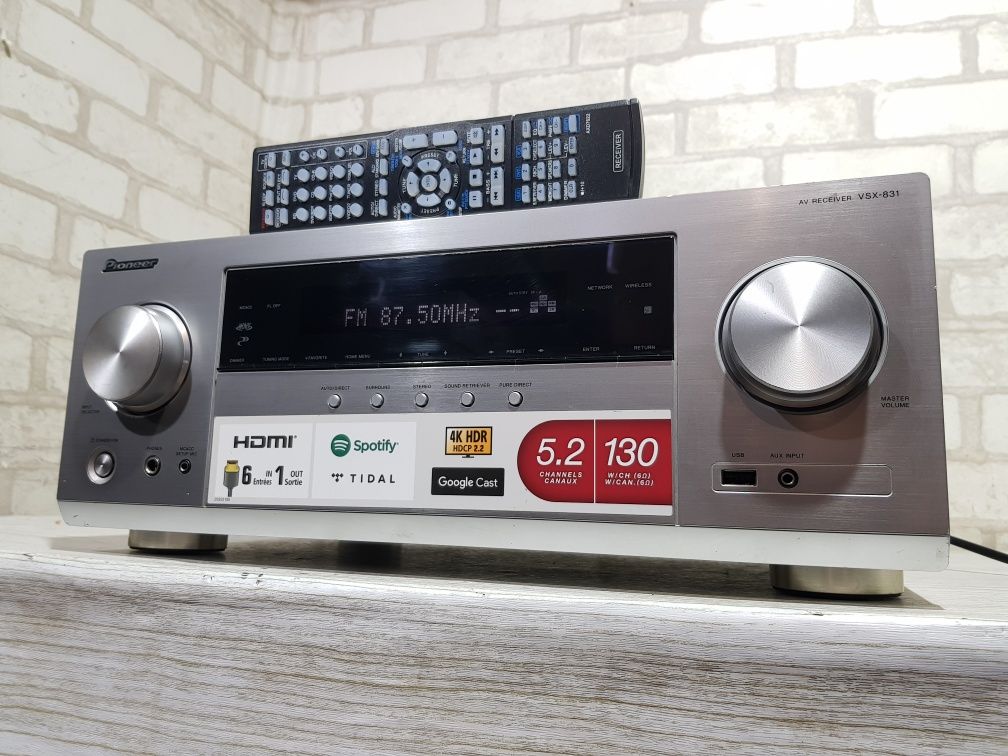 5.2 AV ресивер PIONEER VSX-831, *7x130 Вт, HDMI, Wi-Fi, Bluetooth, б/у