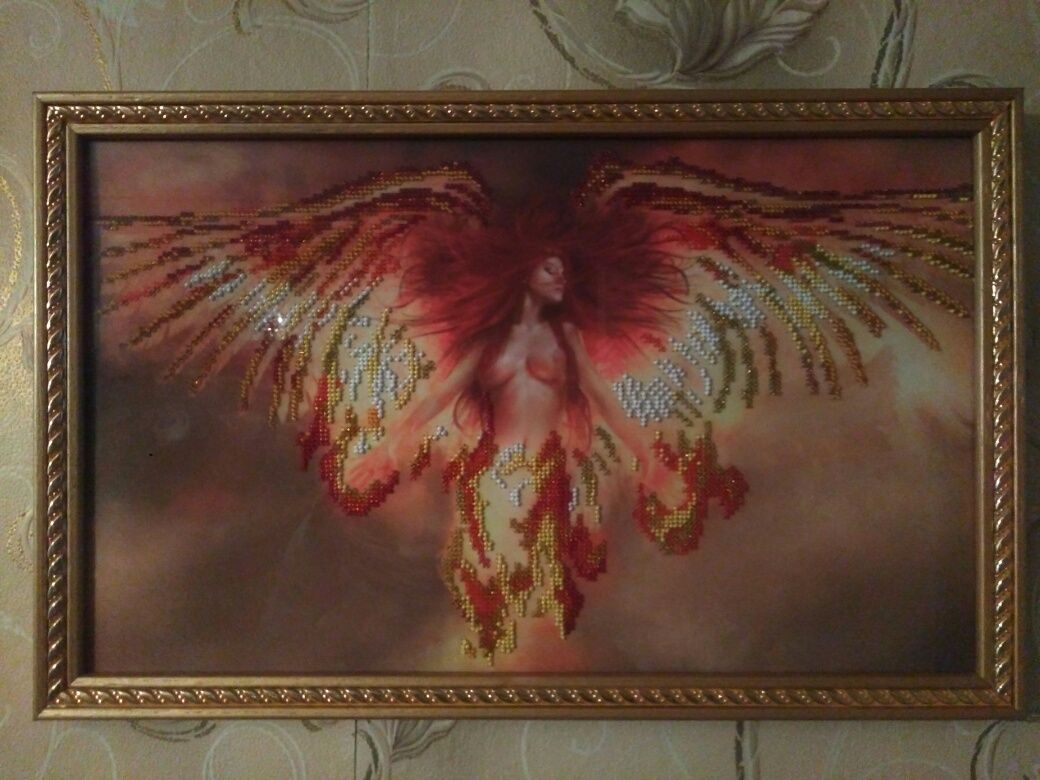 Картина вышитая чешским бисером "Птица Феникс"