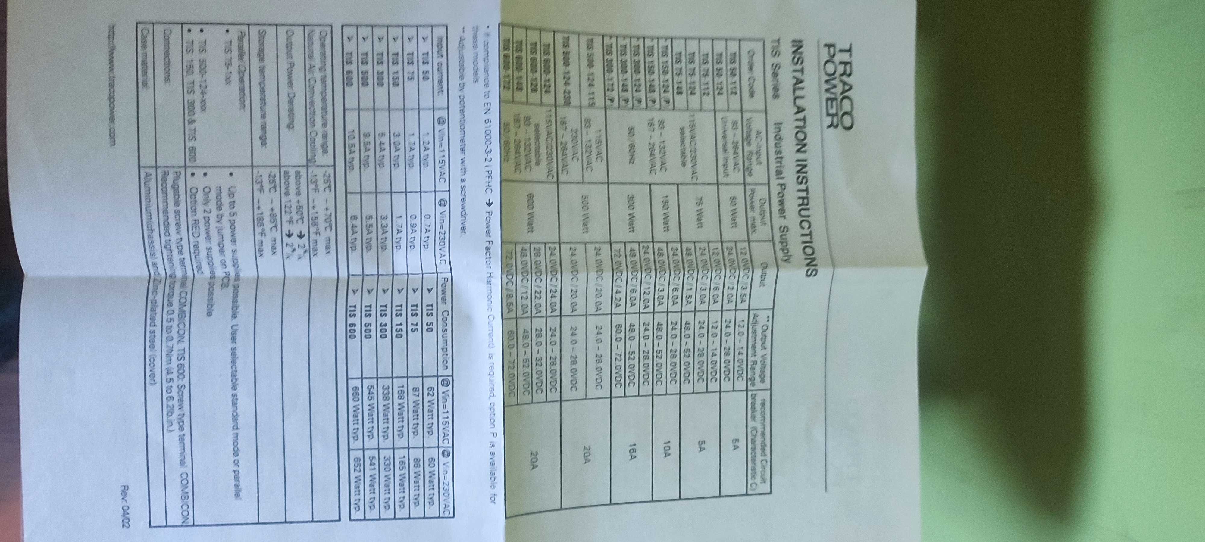 Traco Power TIS 150-148 Zasilacz na szynę DIN, 85%, 48V, 3A, 150W