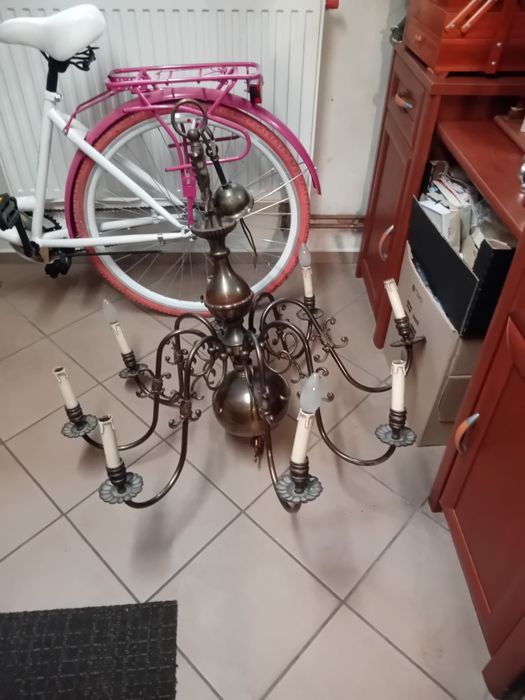 XIX w Żyrandol z Brązu Złoconego szer 100cm wys 70cm  Cudo !!!
