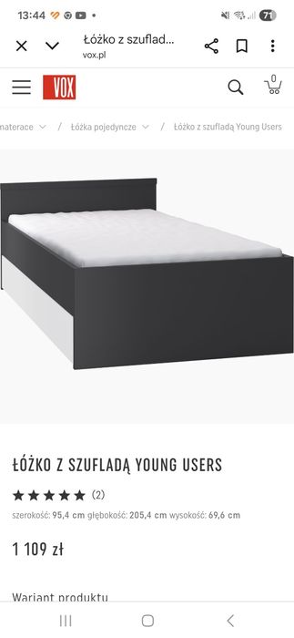 Łóżko z szufladą firmy VOX MEBLE