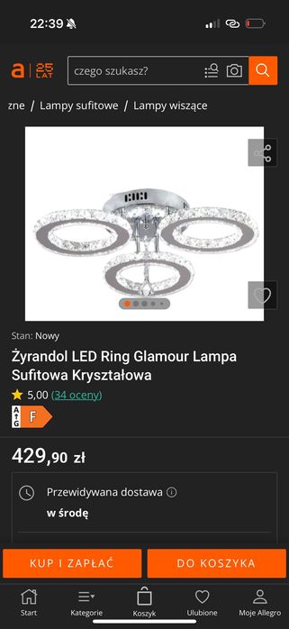 Lampa żyrandol sufit led 2 szt za 400 zł NOWE !
