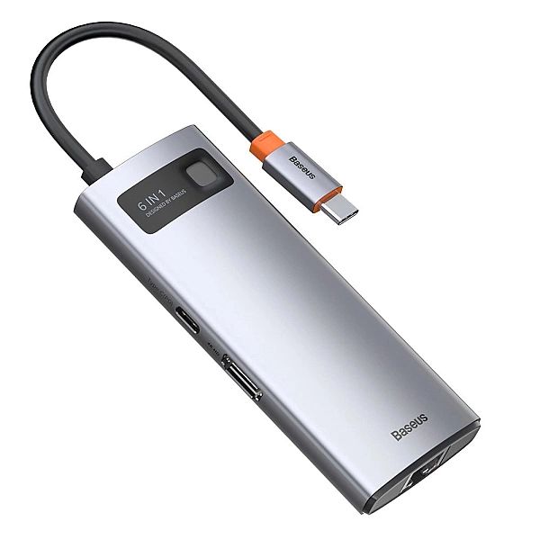 HUB Baseus Metal Gleam 6w1 USB-C - USB-C PD 100W 1x HDMI 4K 30Hz 3x US