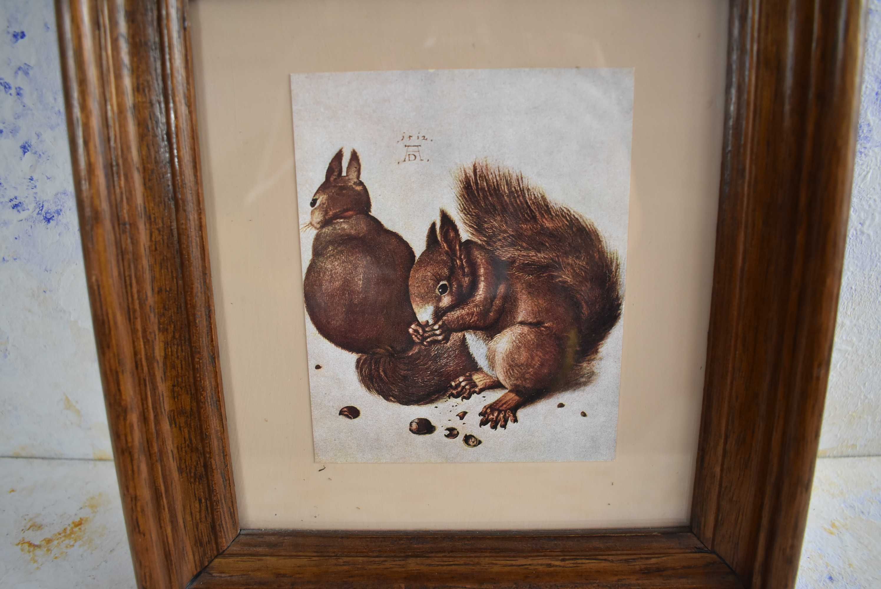 Obraz w grubej drewnianej ramie wiewiórka