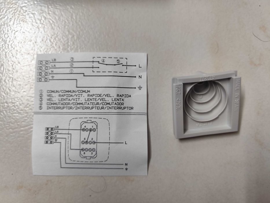 Interruptor ON/OFF e Seletor de 2 velocidade marca S&P para Extrator