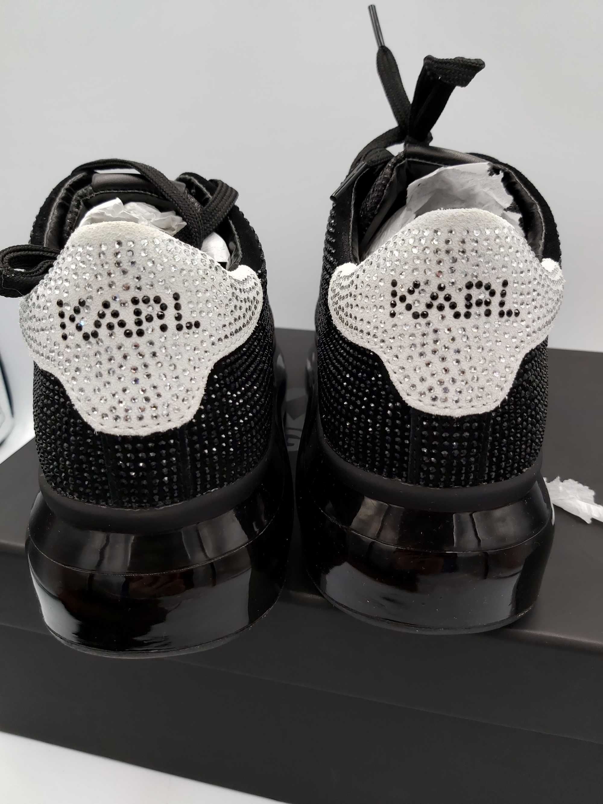 Nowe buty sneakersy KARL LAGERFELD czarbe cekiny 40 trampki1