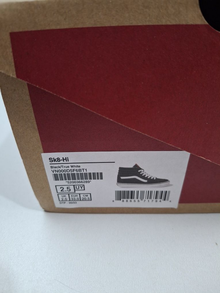 Trampki wysokie sneakersy Vans Sk8-Hi r.33