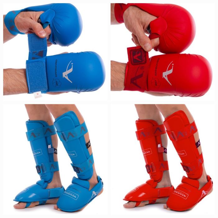 Захист карате битки рукавички накладки фути на ноги руки WKF защита