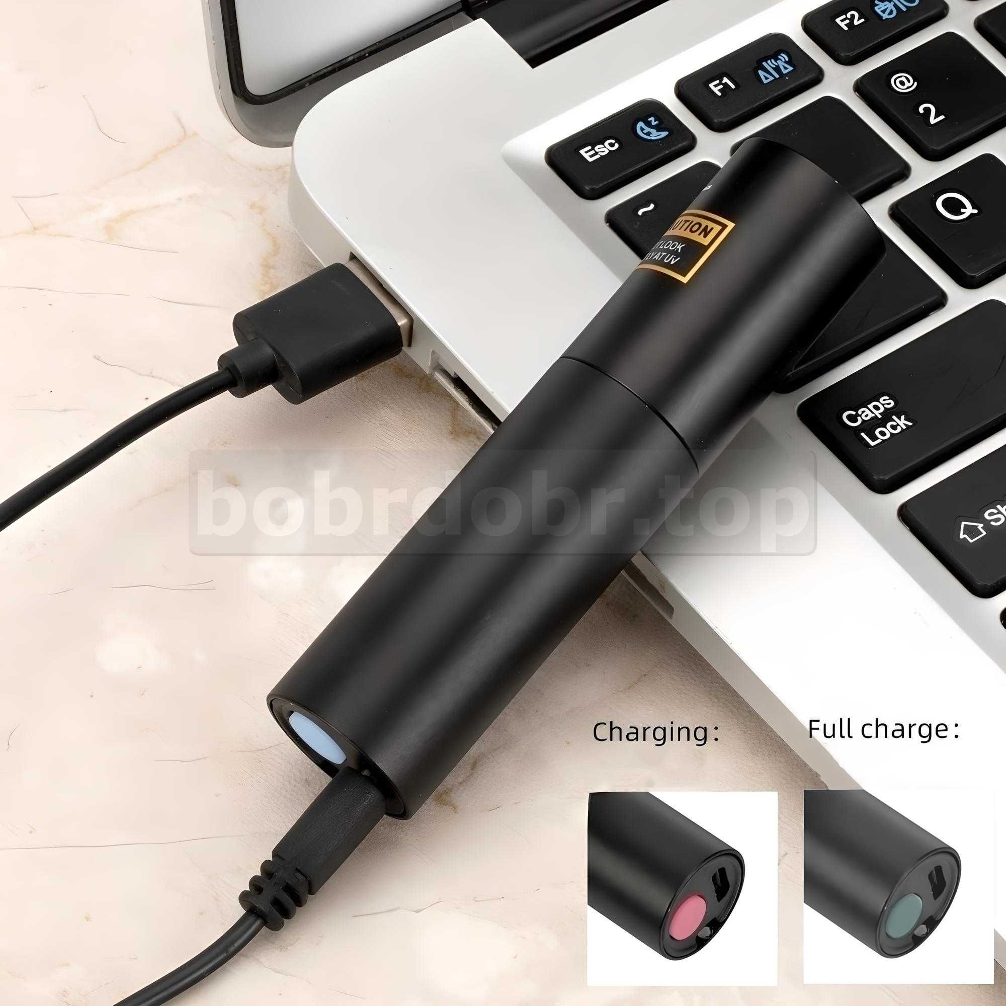 Фонарик ультрафиолетовый аккумуляторный 3W 365нм USB