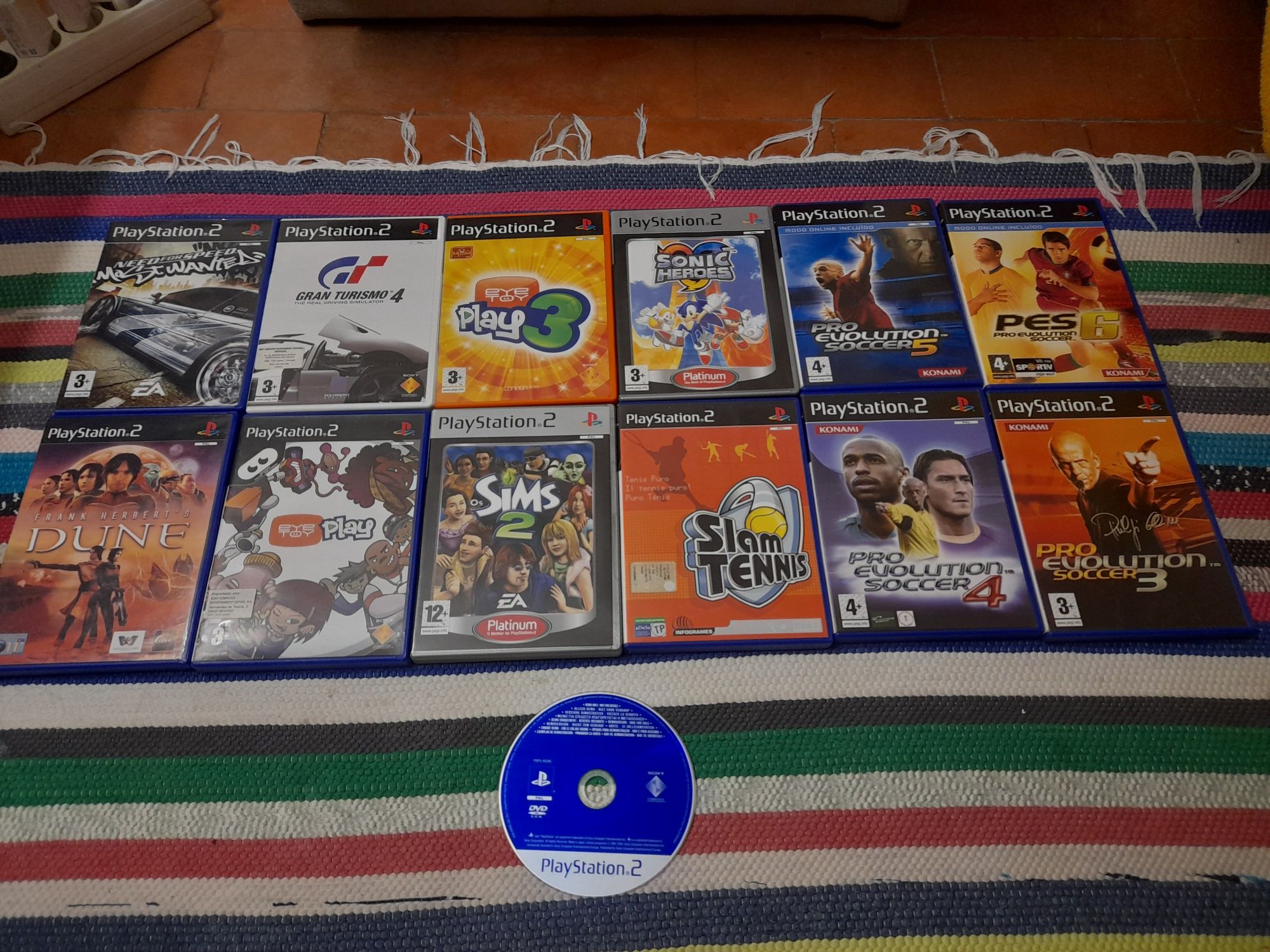 Jogos Ps2 PES, Eye Toy, Sims, Slam Tenis, Sonic, Dune