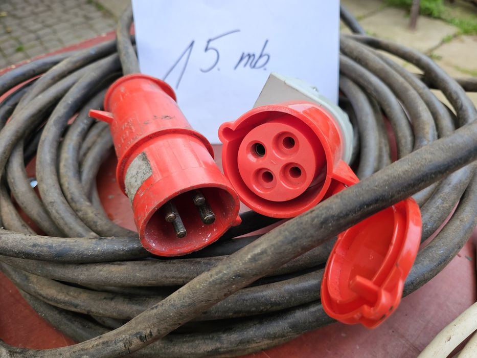Przedłużacz, kabel, 3 fazy (siła) x 2 szt. + przełącznik