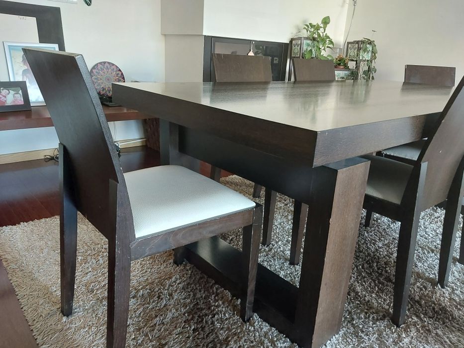 Mesa sala de jantar c/ cadeiras. 2,20mx1,00 m