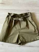 Zara szorty spodenki khaki paperbag z wiazaniem