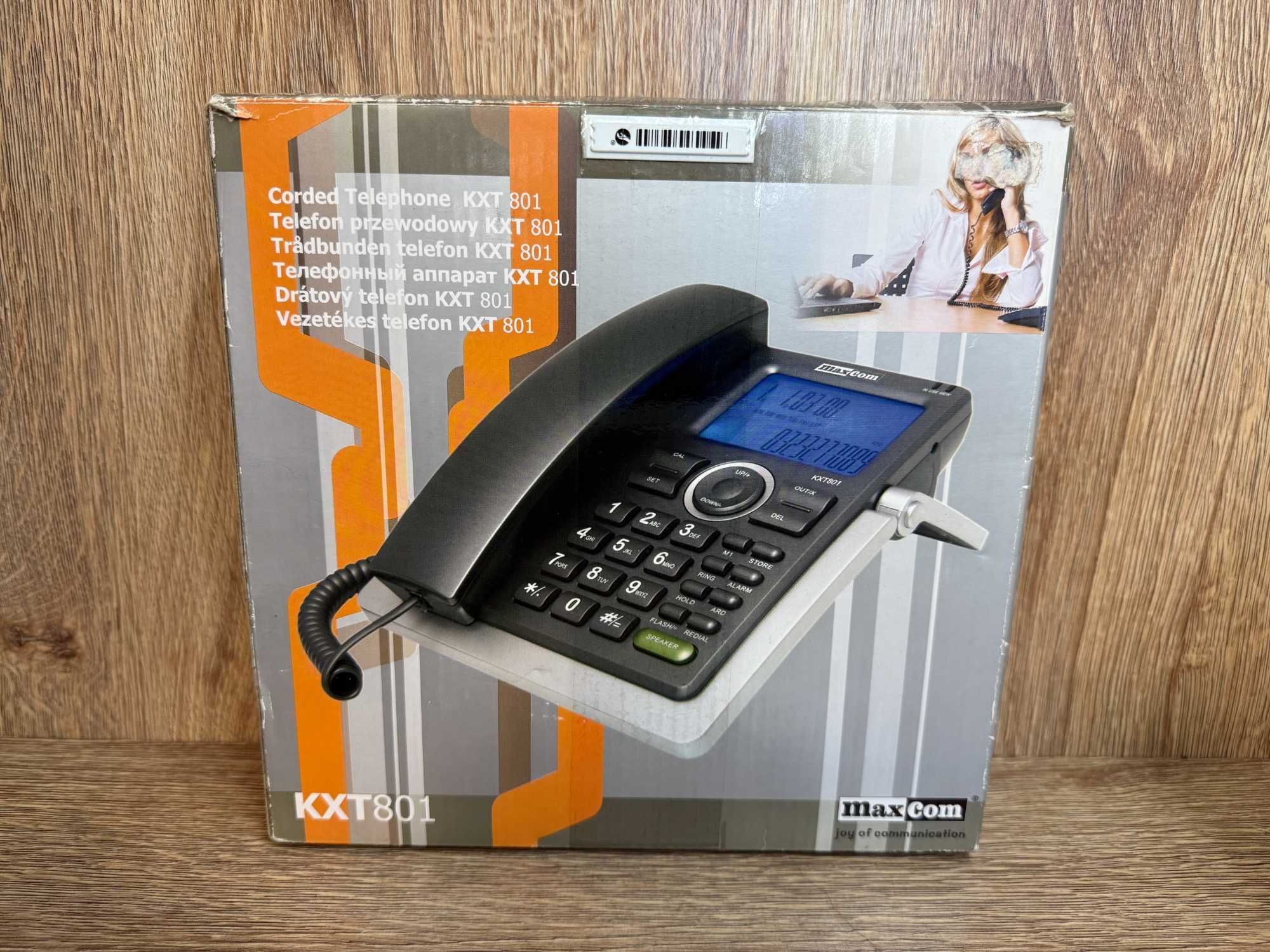 Telefon Przewodowy Stacjonarny MaxCom KXT801 Pudełko - jak nowy