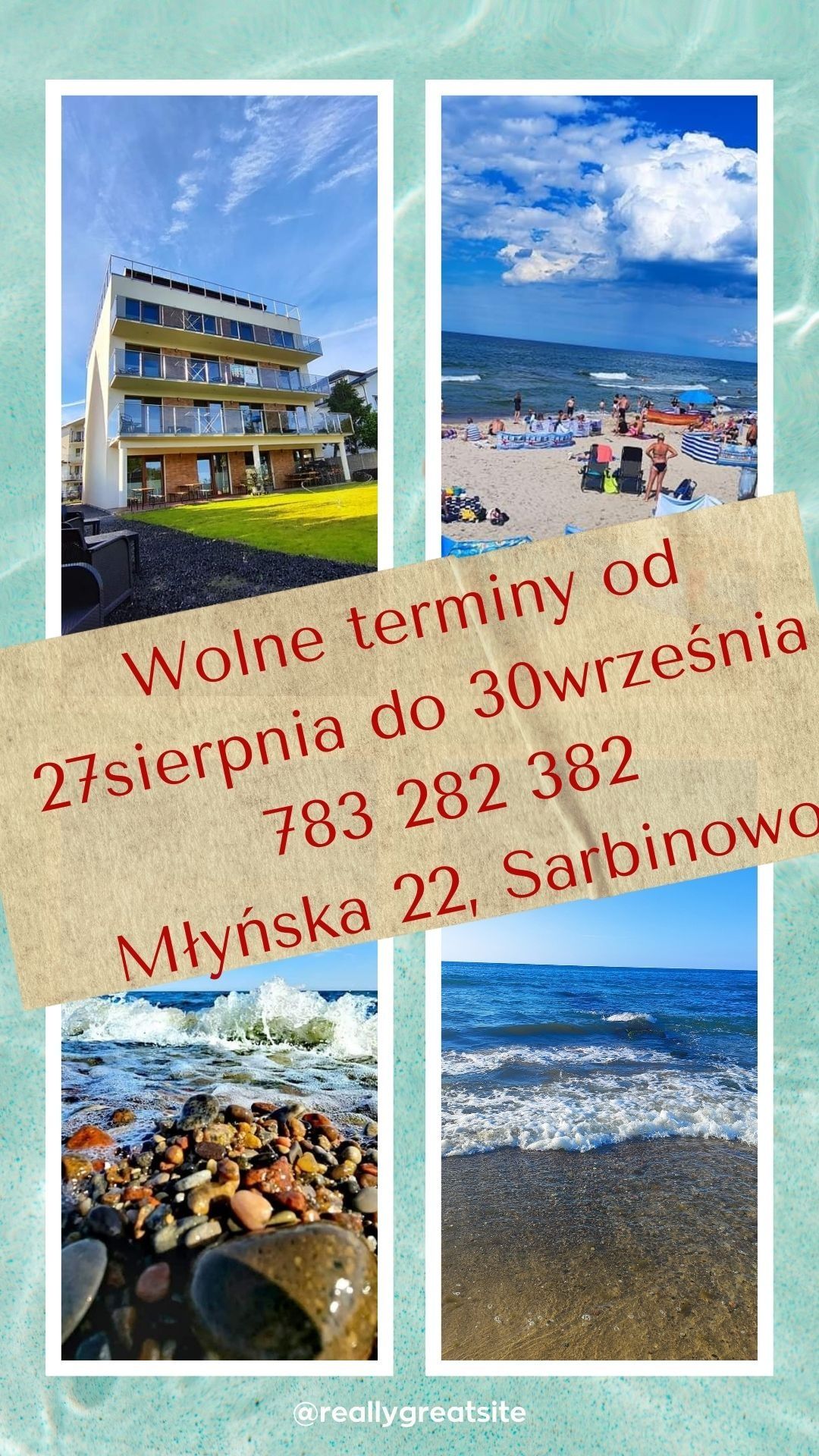Sarbinowo, pokoje, Noclegi Wczasy KwateryMłyńska 22