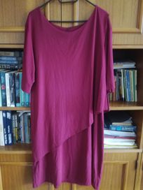 Ciekawa sukienka burgundowa/malinowa XL, wiskoza