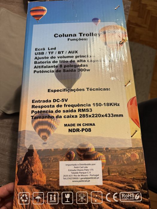 Coluna Trolley sem fios (karaoke)