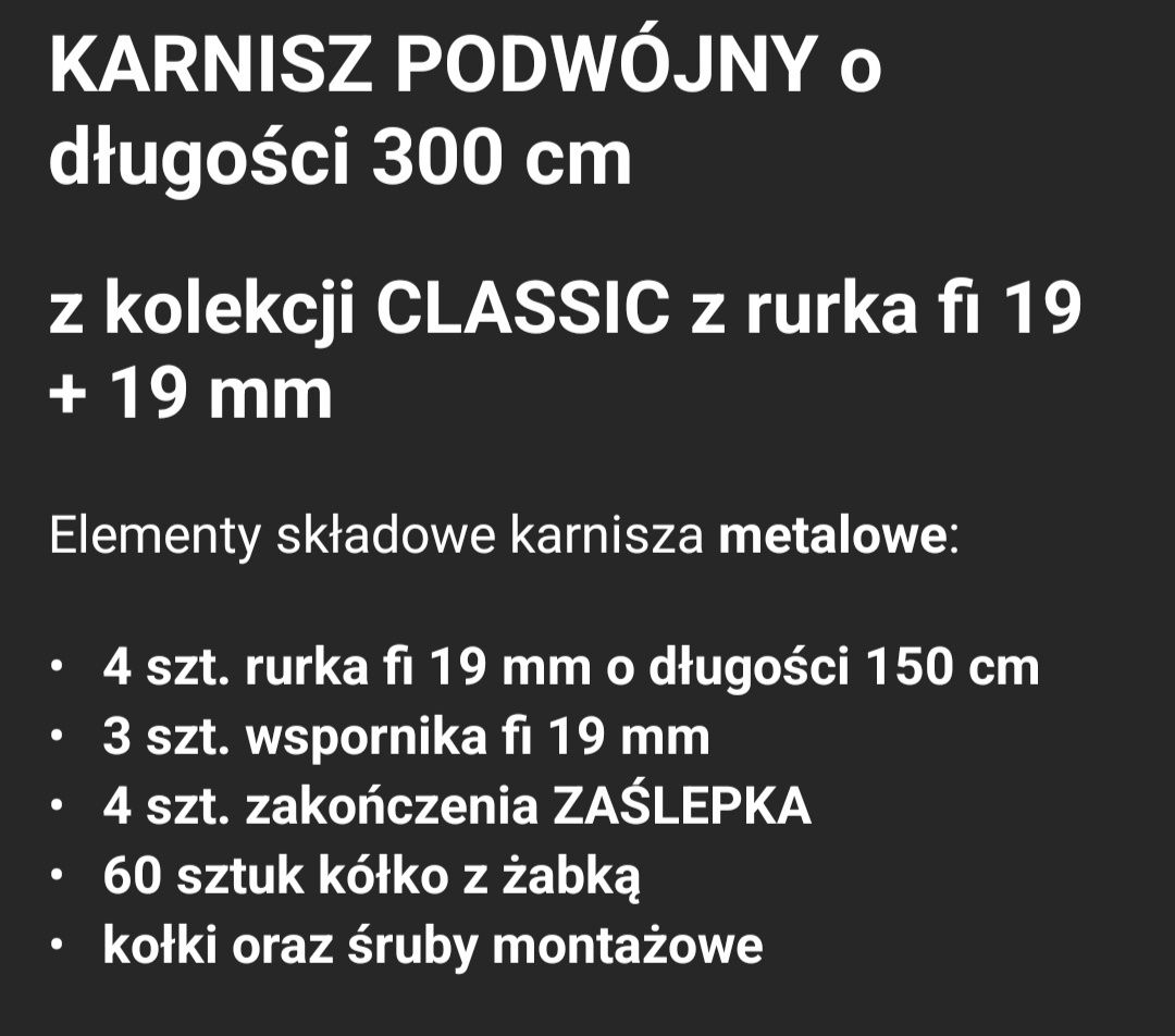 Karnisz podwójny 300 cm