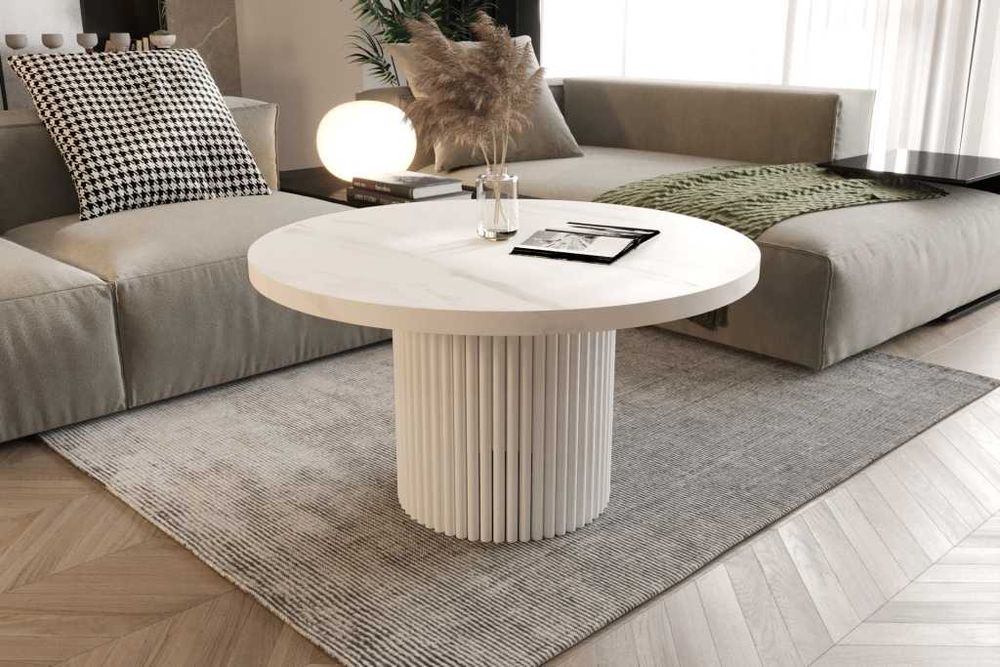 Stolik kawowy ława okrągła Loft do salonu THOR v1 90cm tuba walec