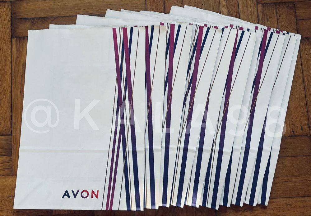 AVON Reklamówki - Torby papierowe z paskami i logo - 10 szt na zakupy