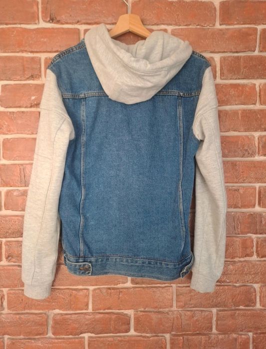 Męska kurtka bluza katana jeansowa denim dżinsowa r.S z kapturem